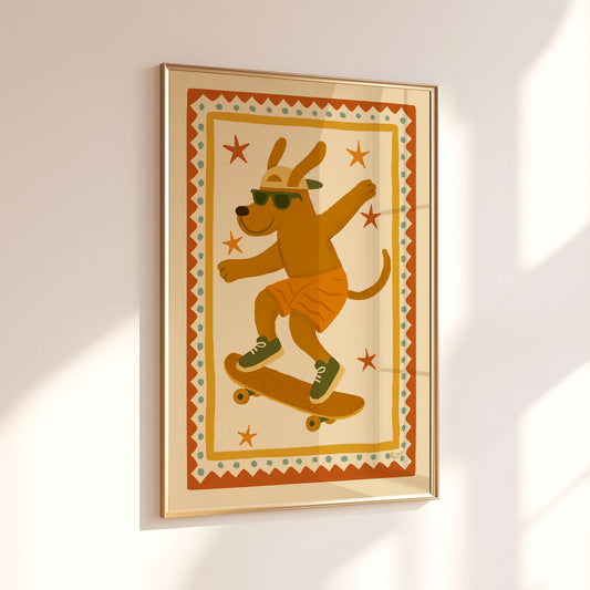 Cool Dog Skateboarding Poster