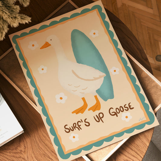 Surf's Up Goose Poster