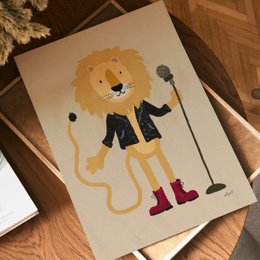 Rock Singer Lion Poster