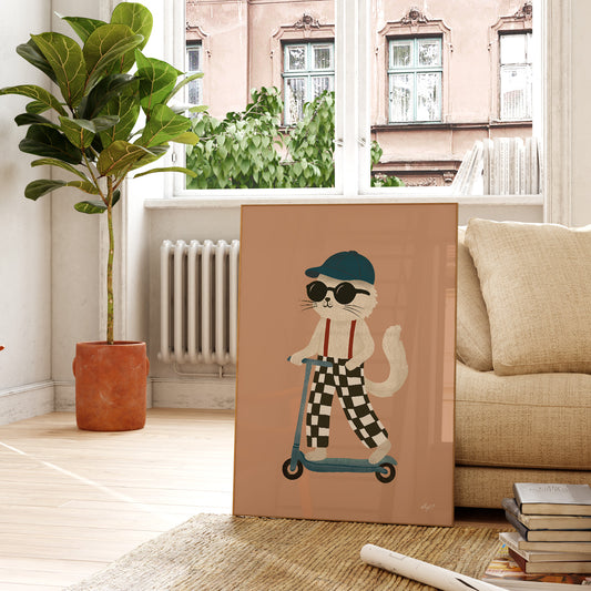 Cat on Scooter Poster