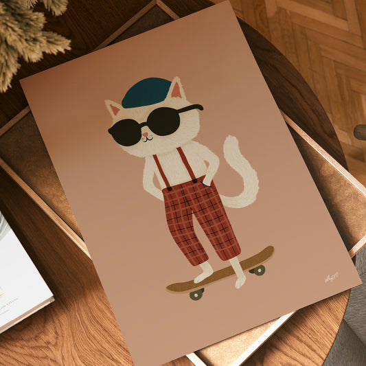 Cool Cat Skater Poster