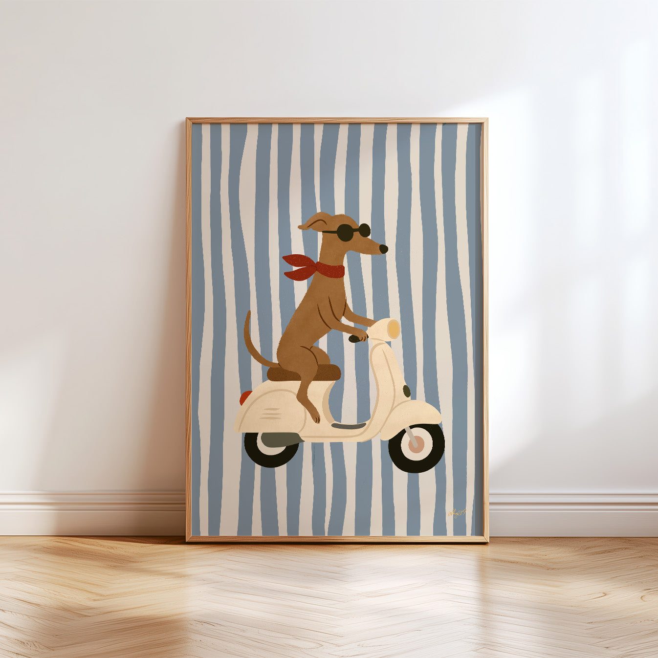 Cool Dog on Vespa Poster