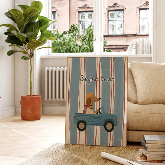 Bonjour la Vie Dog Poster