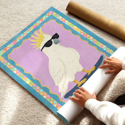 Cool Cockatoo Skateboard Poster