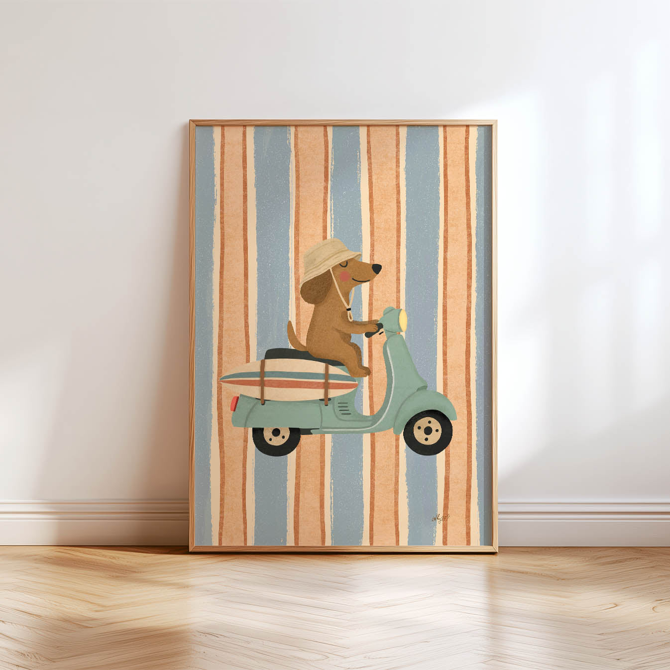 Surf Vespa Dog Poster