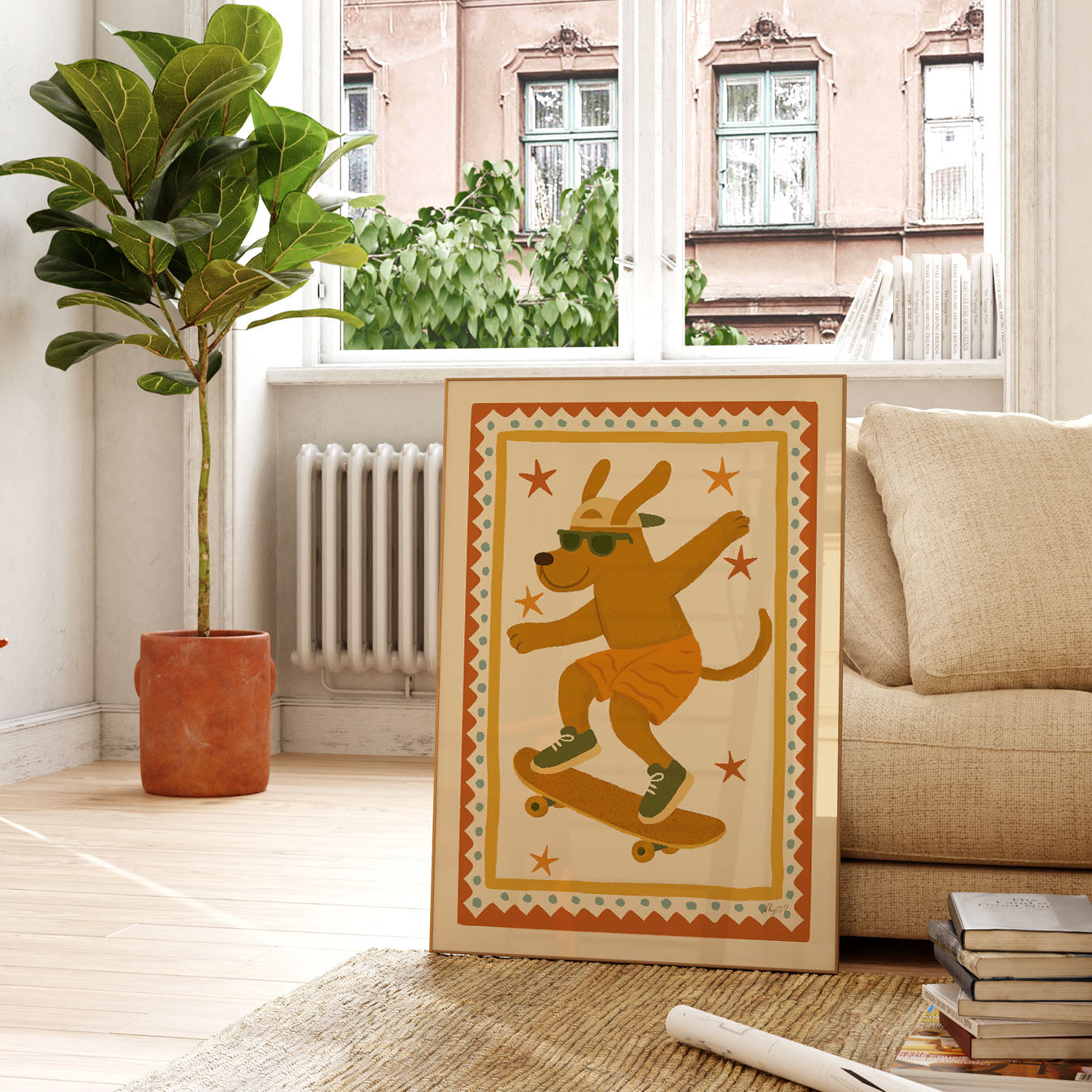 Cool Dog Skateboarding Poster
