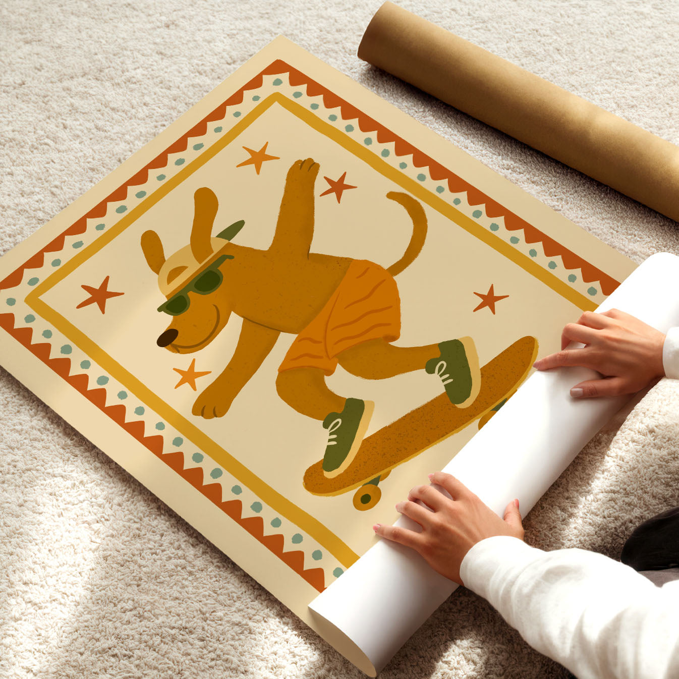 Cool Dog Skateboarding Poster