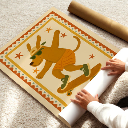 Cool Dog Skateboarding Poster