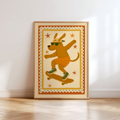 Cool Dog Skateboarding Poster