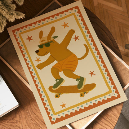 Cool Dog Skateboarding Poster