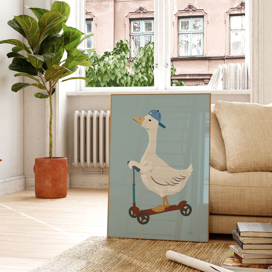 Goose Scooter Poster