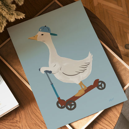 Goose Scooter Poster