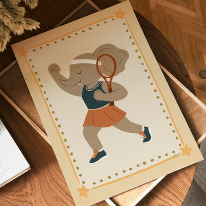 Tennis Champion Elephant Poster