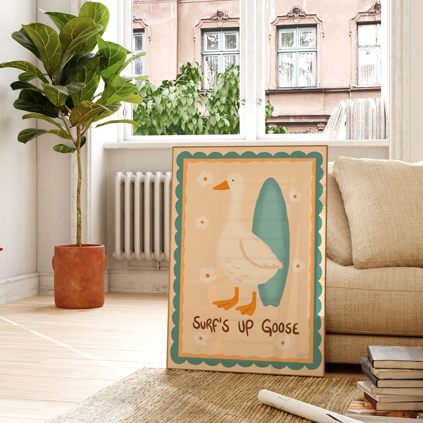 Surf's Up Goose Poster