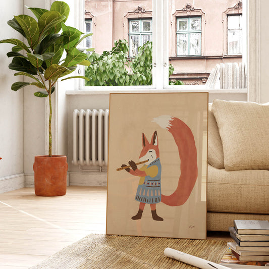 Little Fox Flute Poster