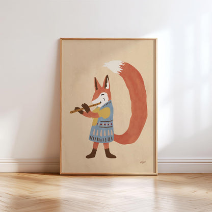 Little Fox Flute Poster