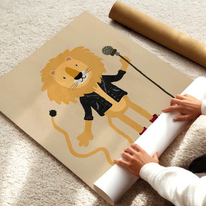 Rock Singer Lion Poster