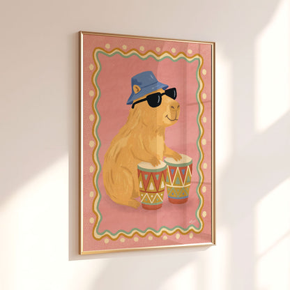 Capybara Drum Poster