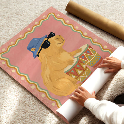 Capybara Drum Poster