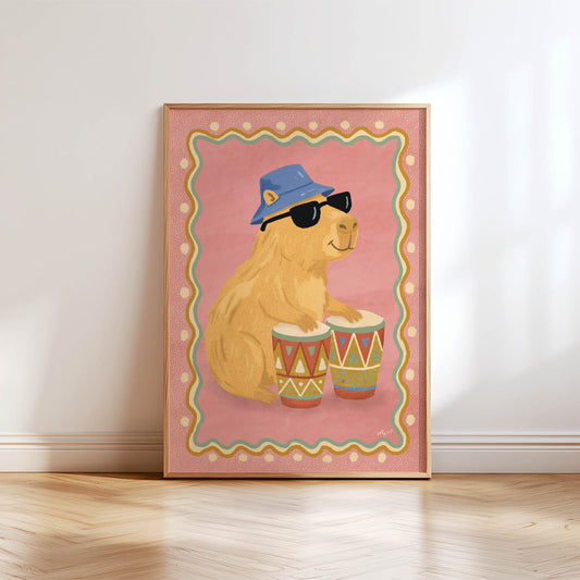 Capybara Drum Poster