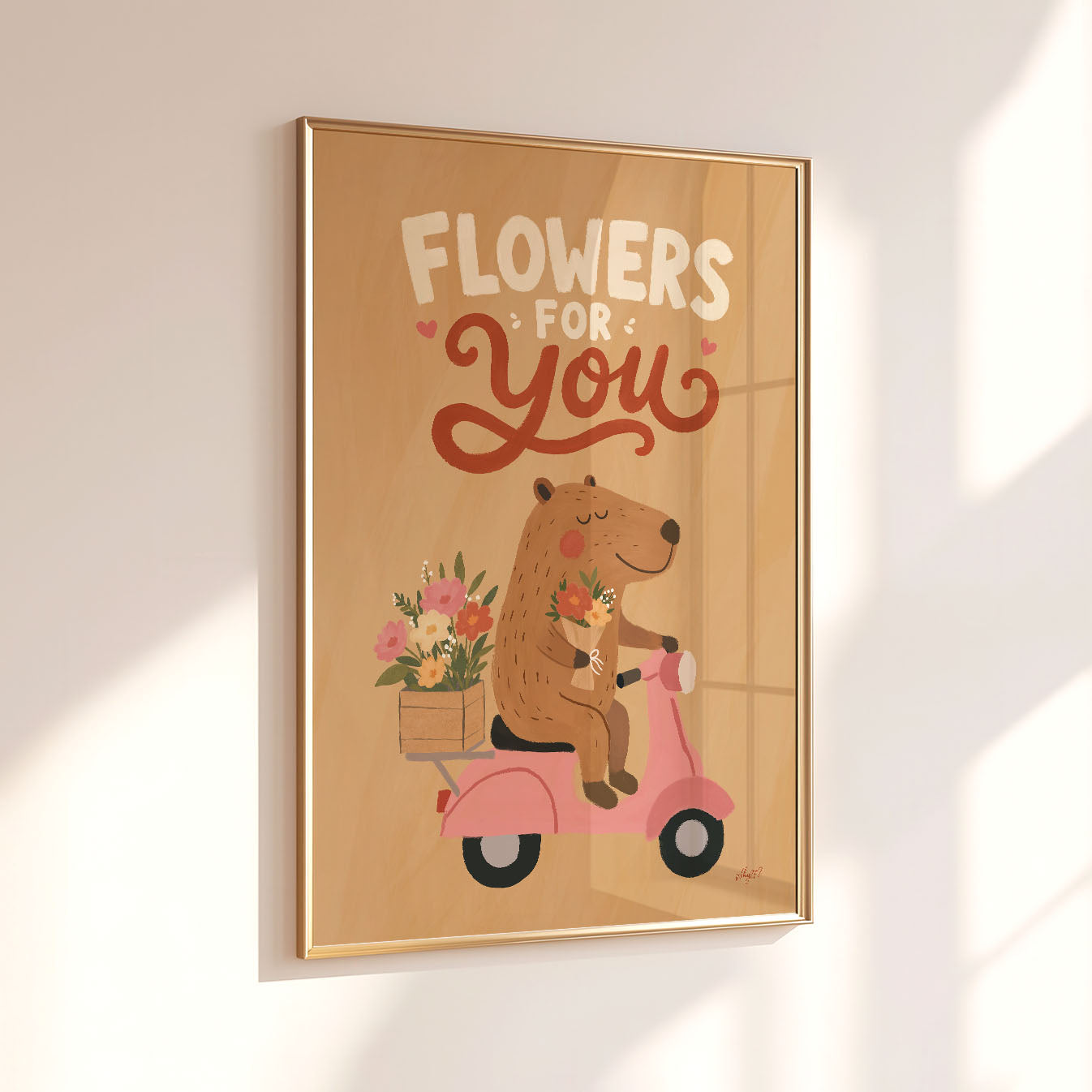 Flowers For You Bear Poster
