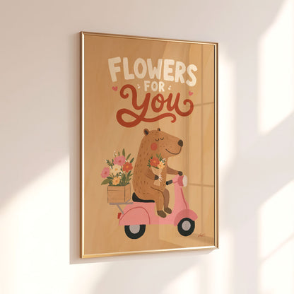 Flowers For You Bear Poster