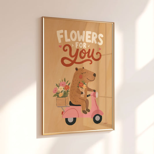 Flowers For You Bear Poster