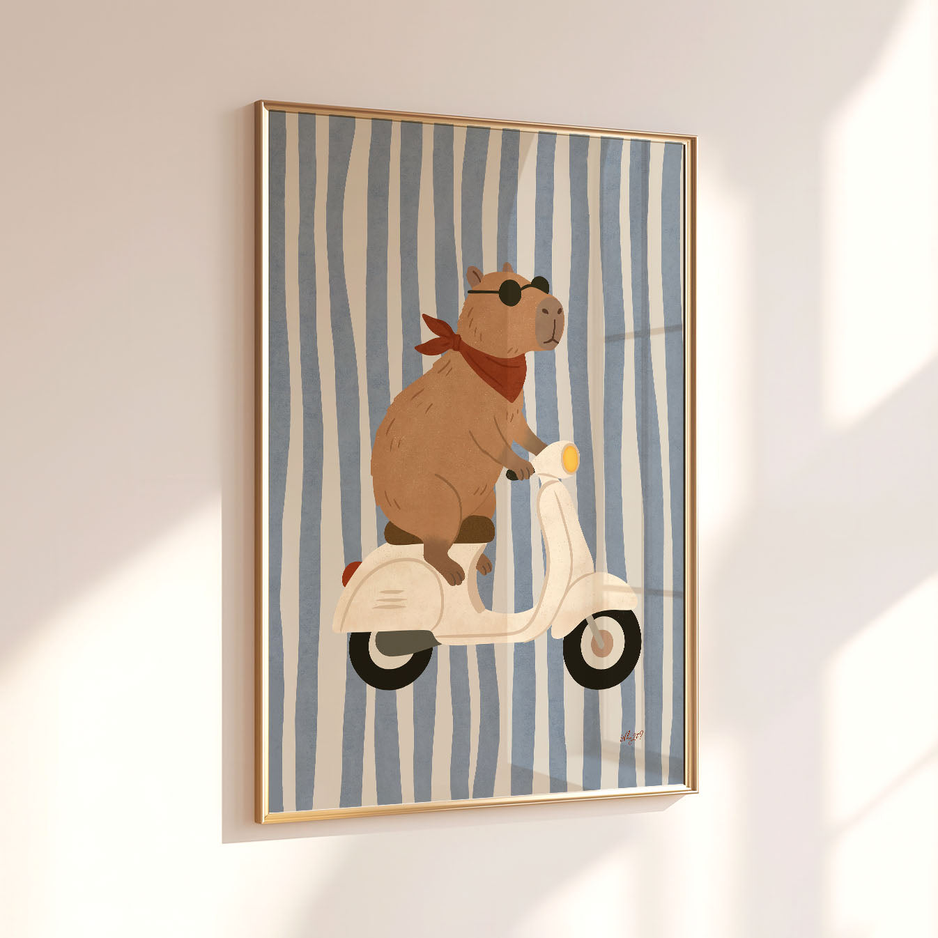 Cool Capybara Vespa Poster