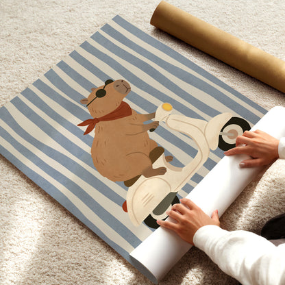 Cool Capybara Vespa Poster
