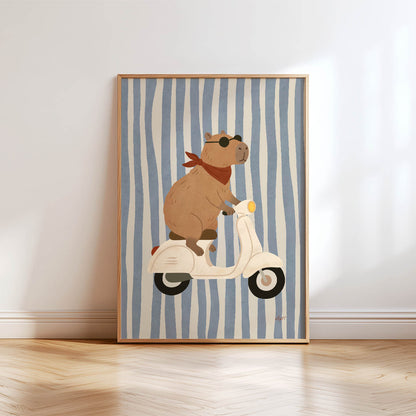 Cool Capybara Vespa Poster