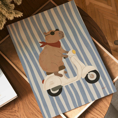 Cool Capybara Vespa Poster