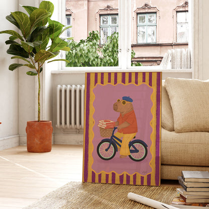 Capybara on Bicycle Poster