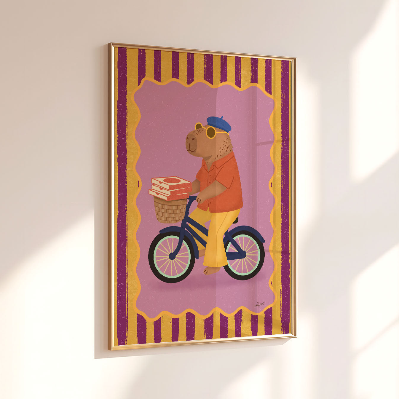 Capybara on Bicycle Poster