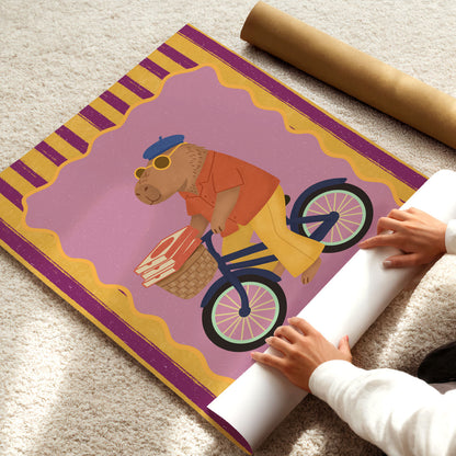 Capybara on Bicycle Poster