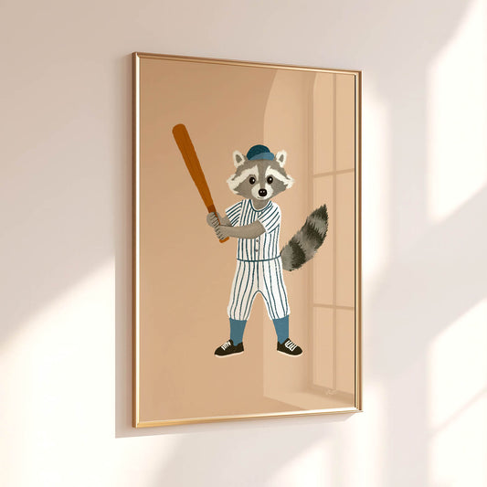 Big Hitter Raccoon Poster