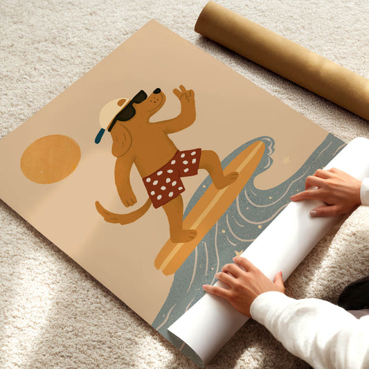 Wave Rider Dog Poster