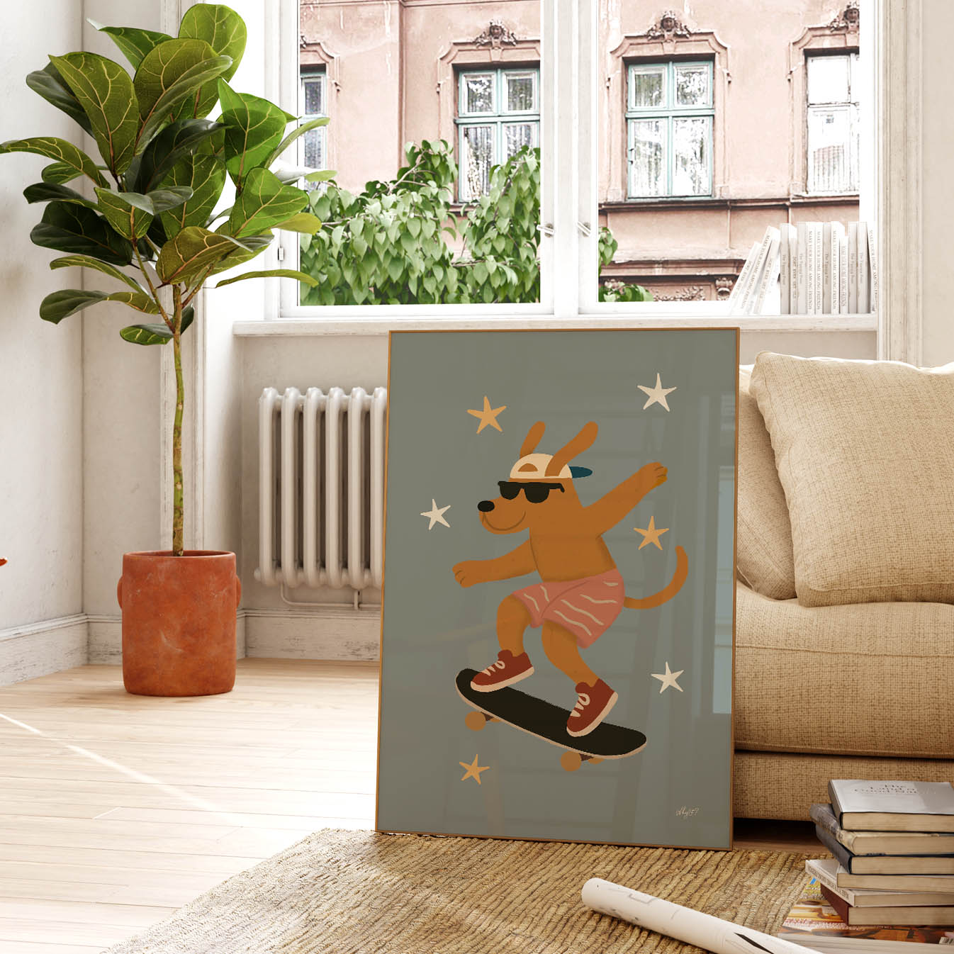 Skate Tricks Dog Poster