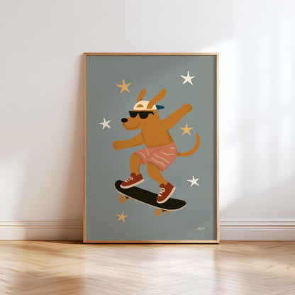 Skate Tricks Dog Poster