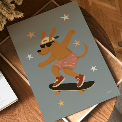 Skate Tricks Dog Poster