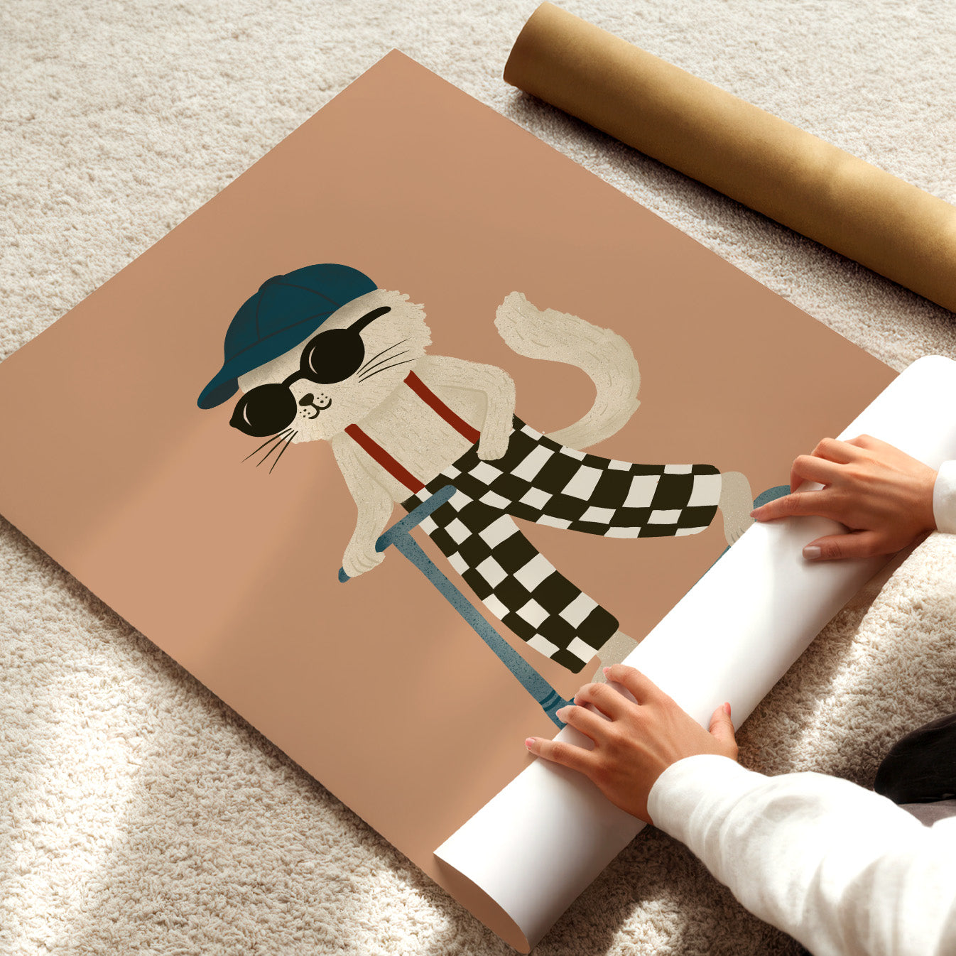 Cat on Scooter Poster