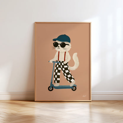 Cat on Scooter Poster