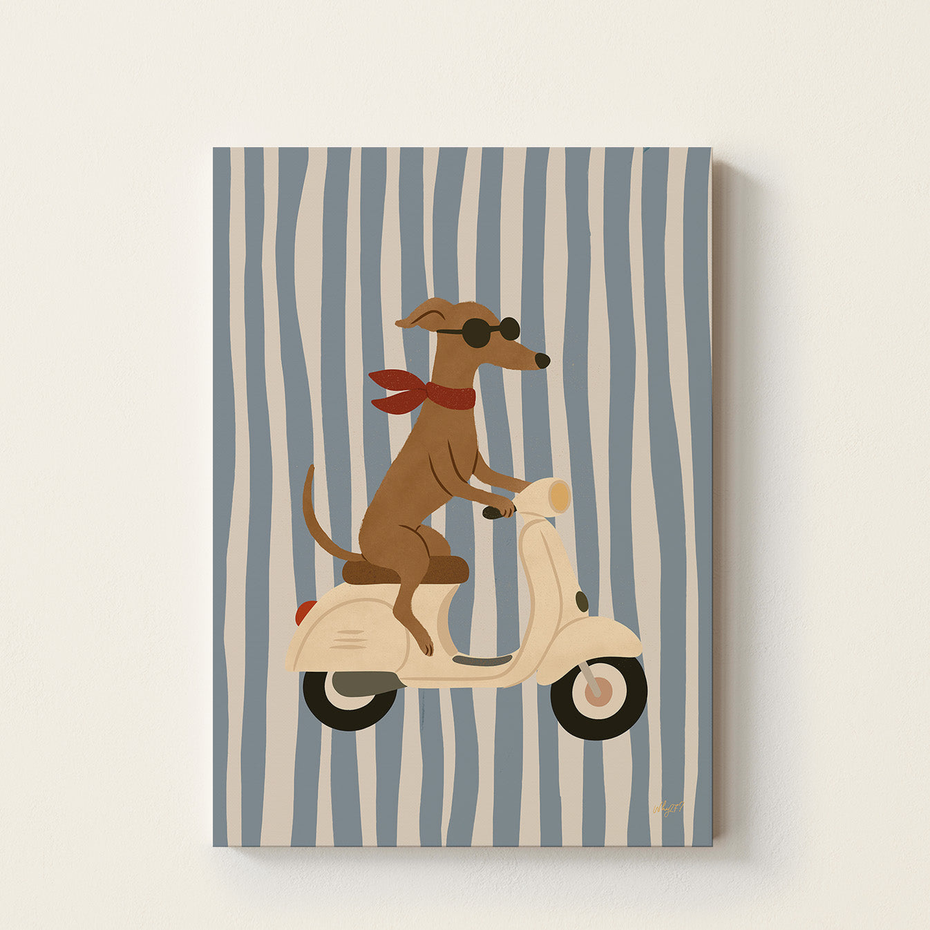 Cool Dog on Vespa Poster
