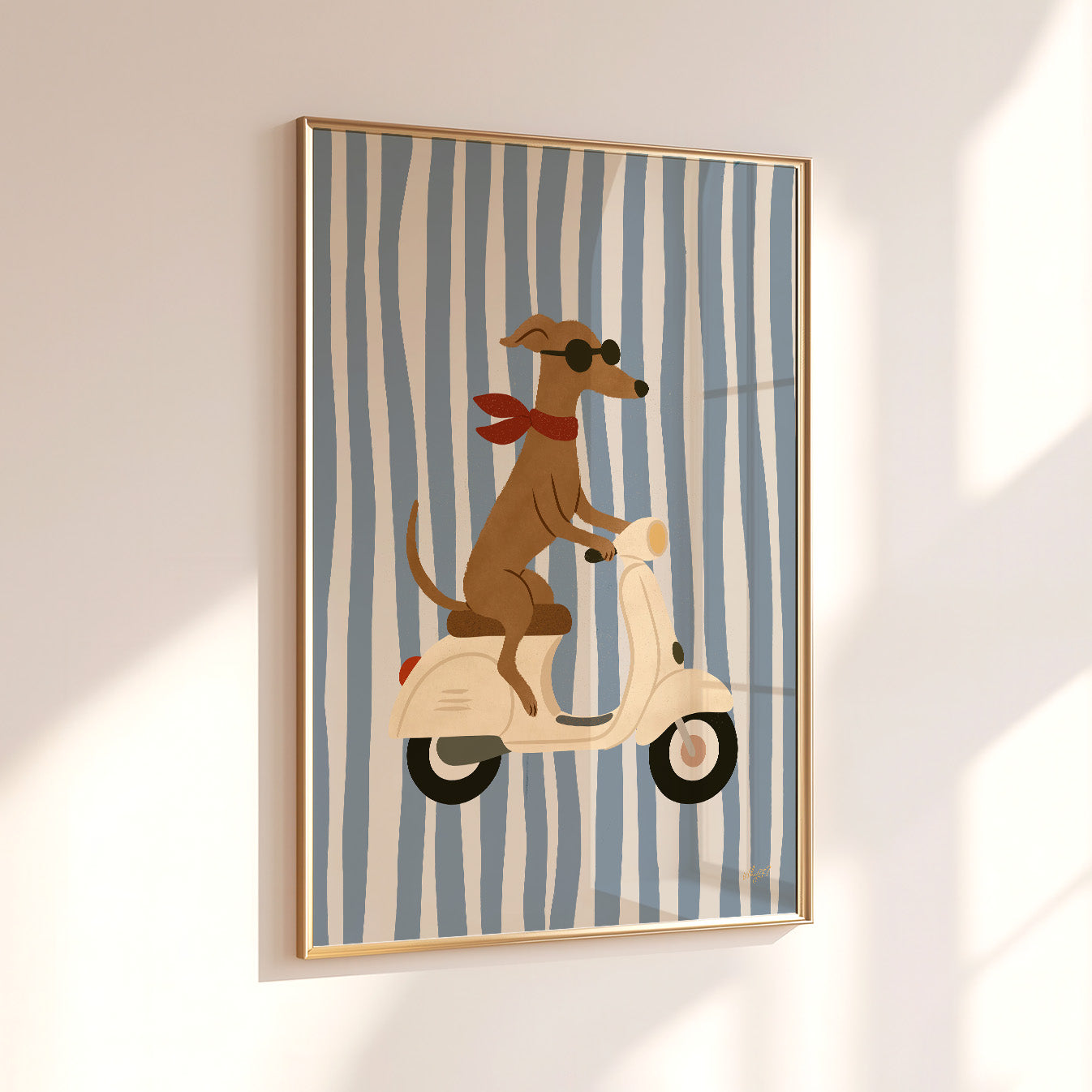 Cool Dog on Vespa Poster