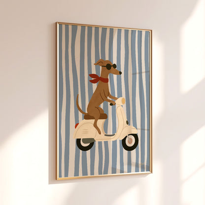 Cool Dog on Vespa Poster