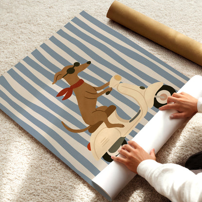 Cool Dog on Vespa Poster