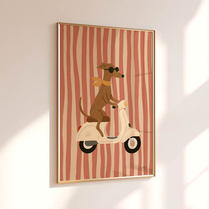 Vintage Scooter Dog Poster