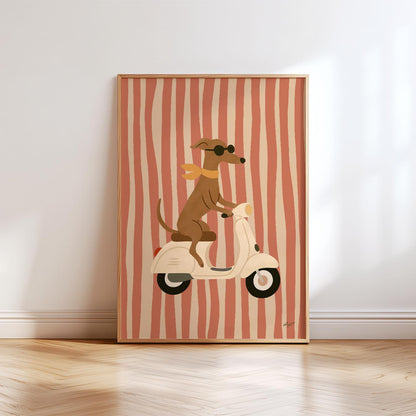 Vintage Scooter Dog Poster