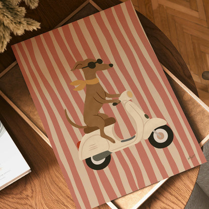 Vintage Scooter Dog Poster