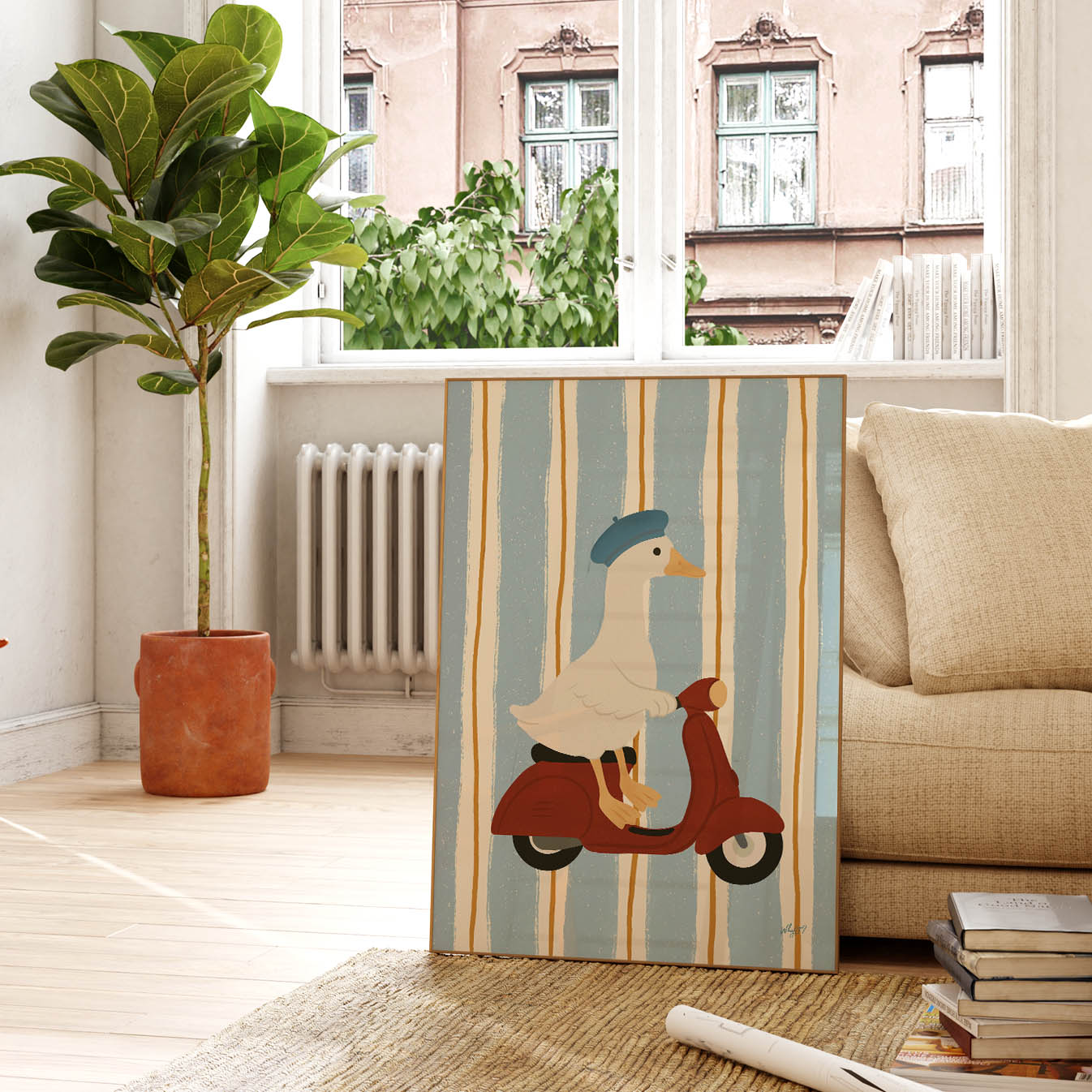 Vintage Scooter Goose Poster