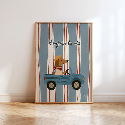 Bonjour la Vie Dog Poster
